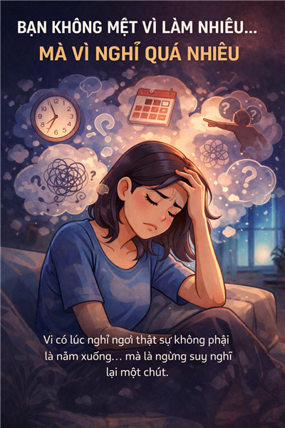 🧠 BẠN KHÔNG MỆT VÌ LÀM NHIỀU… MÀ VÌ NGHĨ QUÁ NHIỀU